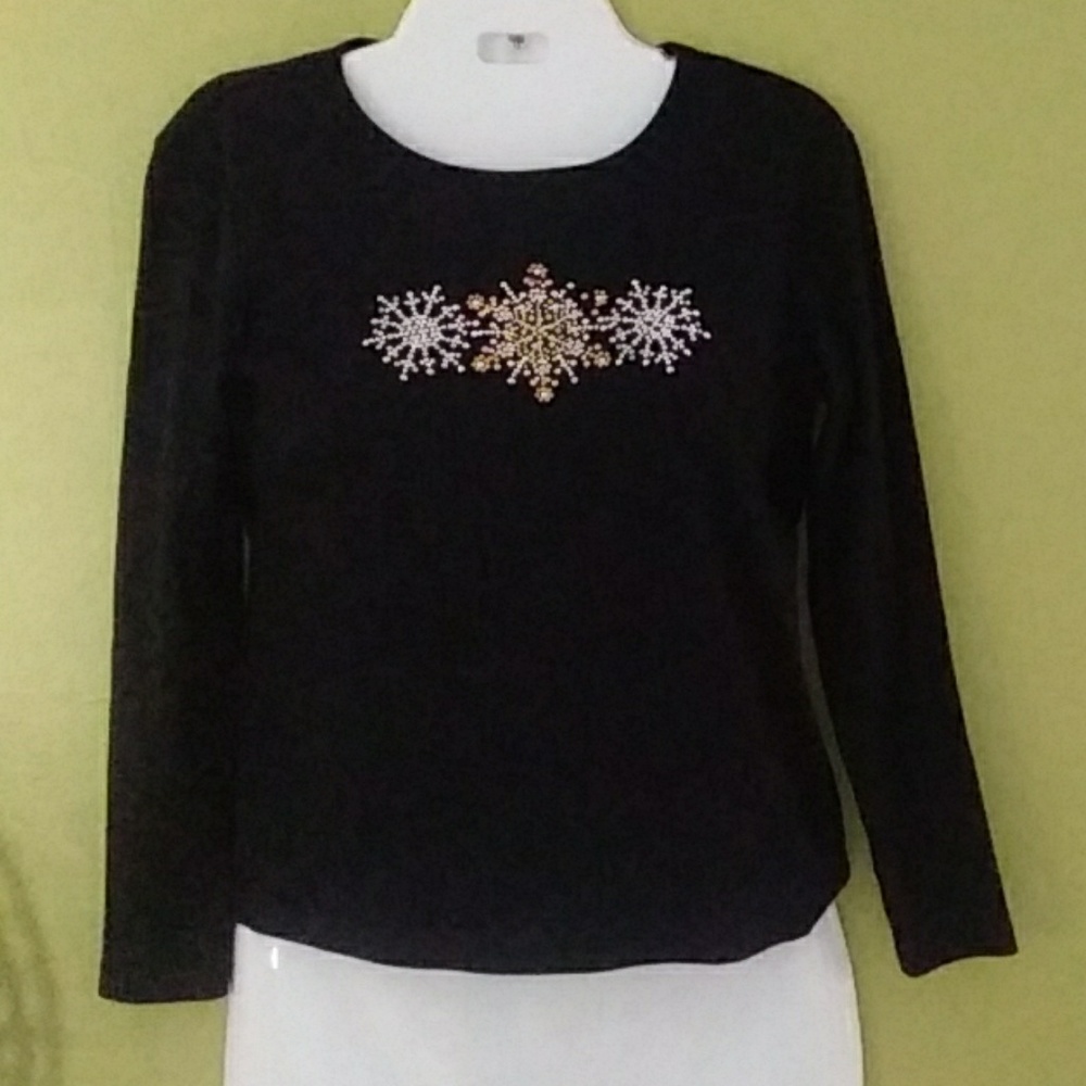 Karen Scott Christmas Winter Tee Sz PS